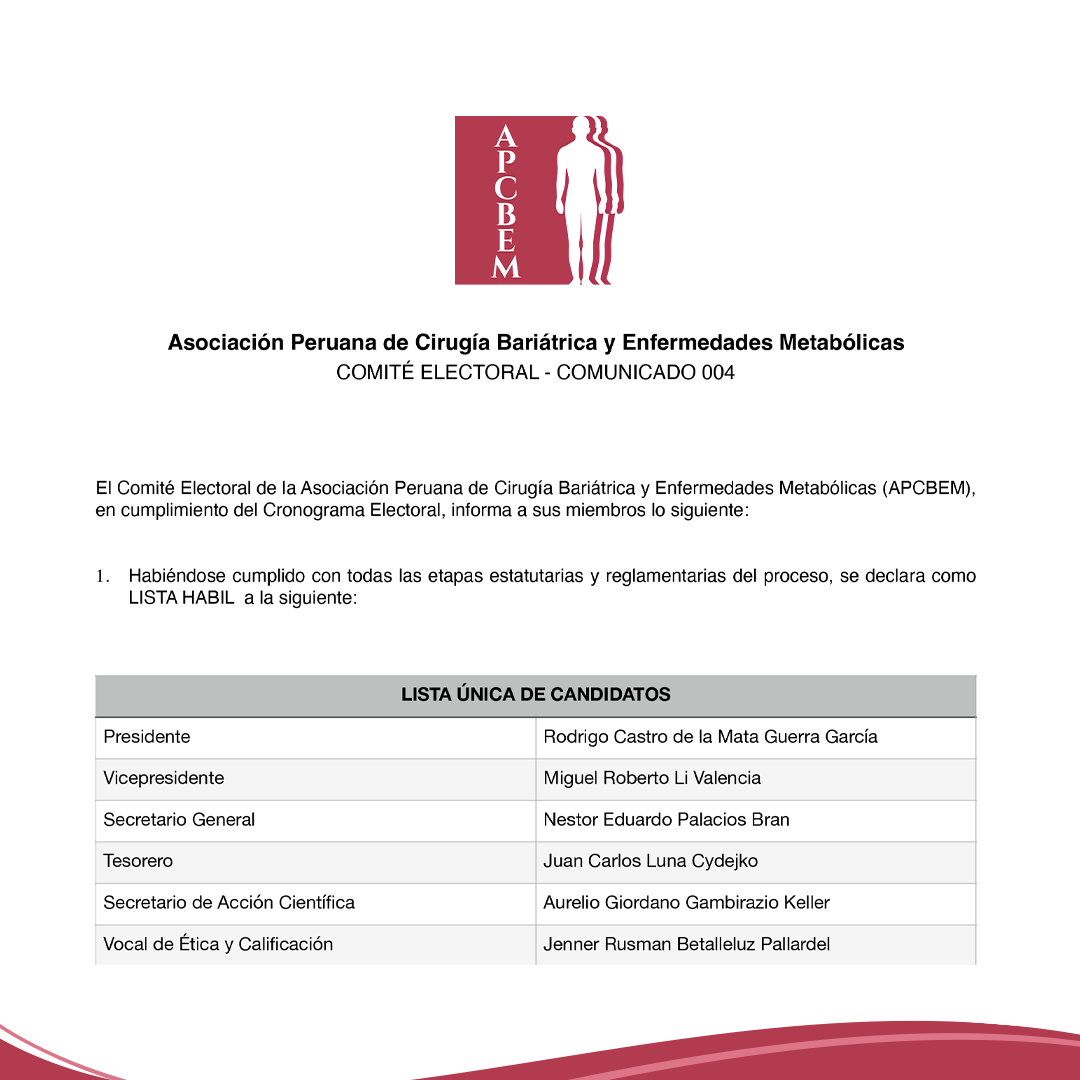 Comunicado 04 - Comité Electoral APCBEM 2025